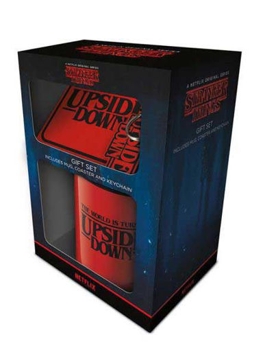 Ajándék szett – Stranger Things – bögre (315 ml) piros – alátét – kulcstartó termékhez kapcsolódó kép