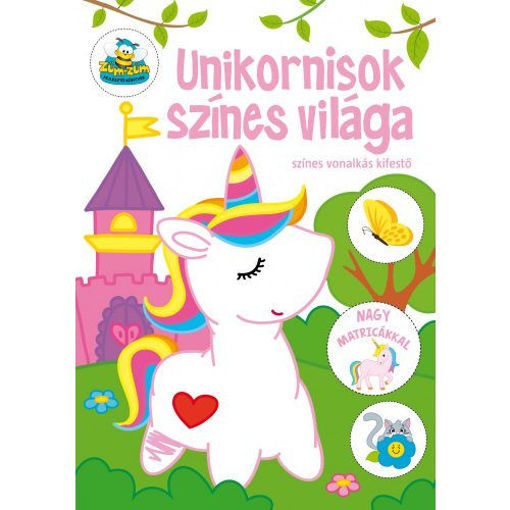 Unikornisok színes világa - Színes vonalkás kifestő nagy matricákkal termékhez kapcsolódó kép