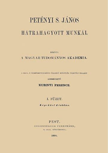 Petényi S. János hátrahagyott munkái termékhez kapcsolódó kép
